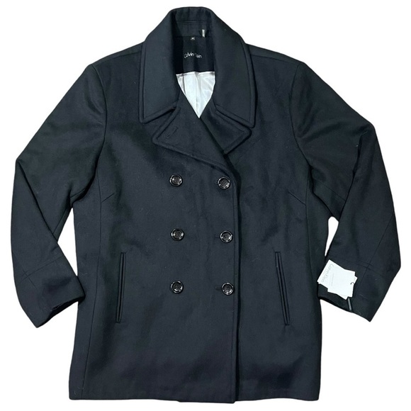 NWT Calvin Klein Wool Cashmere Black Peacoat sz 2X - Picture 2 of 15